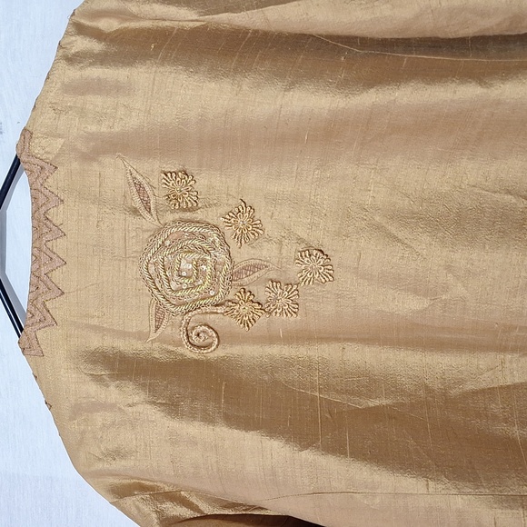 Silk Gold Embroidered Beaded Jacket, Boho, Coldwater Creek, Sz 18, NWOT - Picture 14 of 16